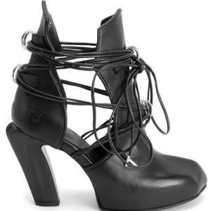 Black Fluevog Lace Up Heels Size 9.5